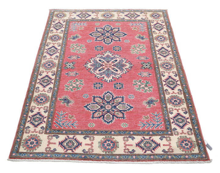 Hand Knotted Tribal Kazak Wool Rug 3' 4" x 4' 7" - No. AT32563