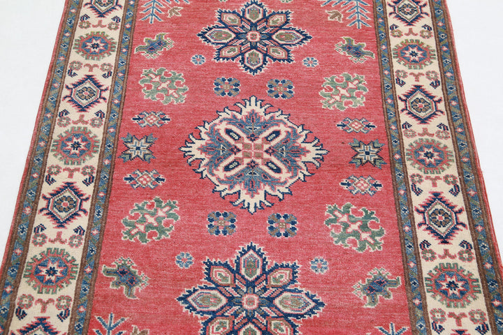 Hand Knotted Tribal Kazak Wool Rug 3' 4" x 4' 7" - No. AT32563