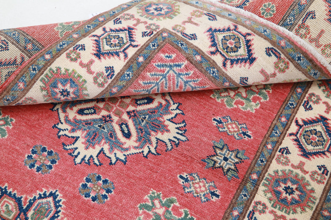 Hand Knotted Tribal Kazak Wool Rug 3' 4" x 4' 7" - No. AT32563