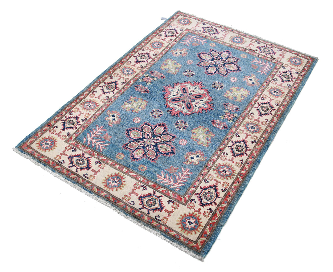 Hand Knotted Tribal Kazak Wool Rug 3' 3" x 4' 9" - No. AT37405