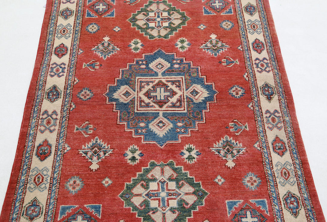 Hand Knotted Tribal Kazak Wool Rug 3' 2" x 4' 11" - No. AT80887