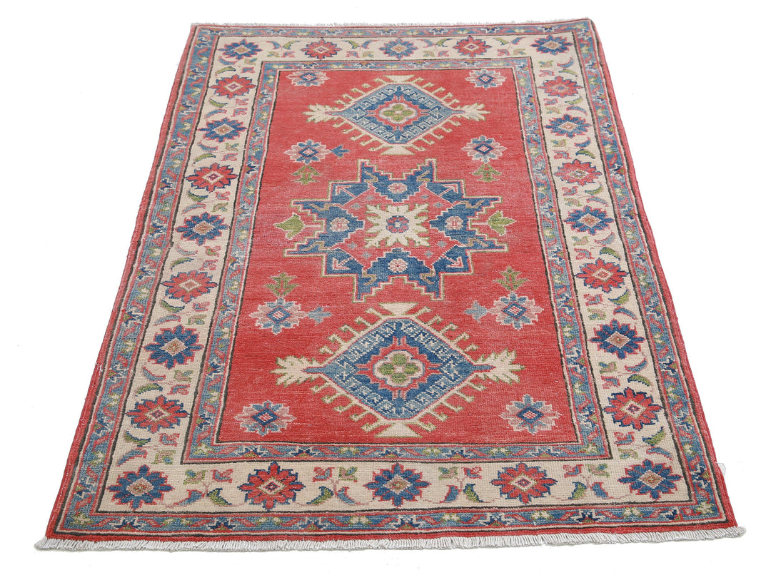 Hand Knotted Tribal Kazak Wool Rug 3' 3" x 4' 9" - No. AT94632