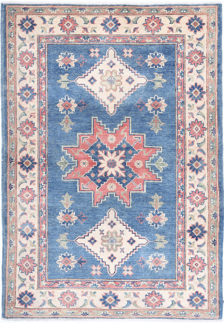Hand Knotted Tribal Kazak Wool Rug 3' 2" x 4' 10" - No. AT33182
