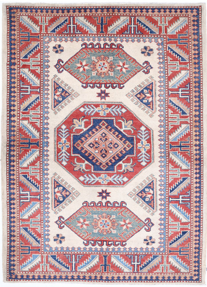 Hand Knotted Tribal Kazak Wool Rug 4' 2" x 6' 0" - No. AT10063