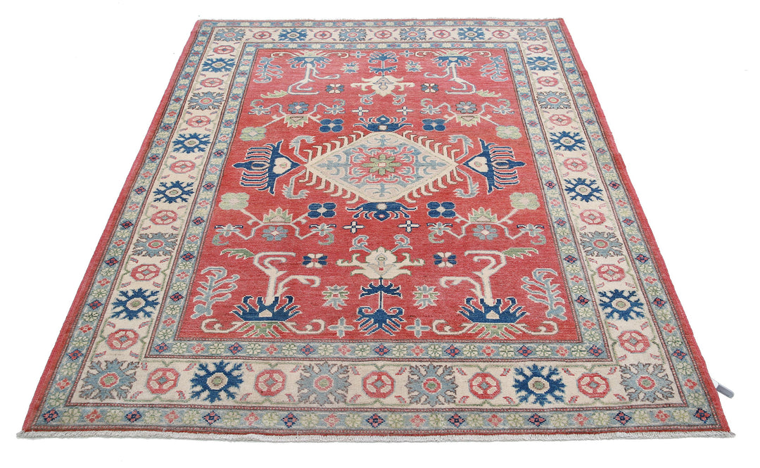 Hand Knotted Tribal Kazak Wool Rug 5' 0" x 6' 4" - No. AT55236