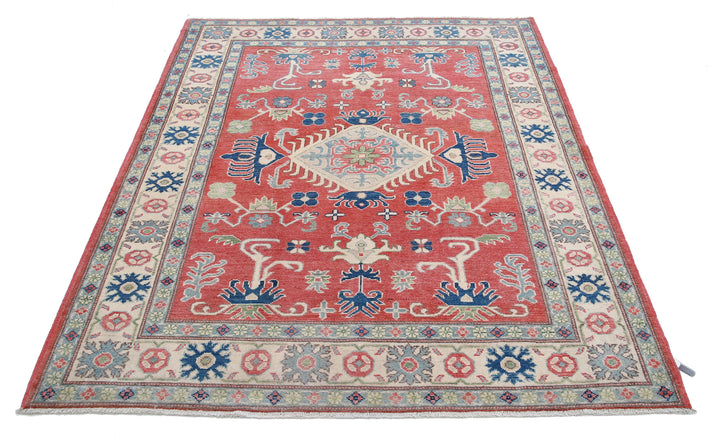 Hand Knotted Tribal Kazak Wool Rug 5' 0" x 6' 4" - No. AT55236
