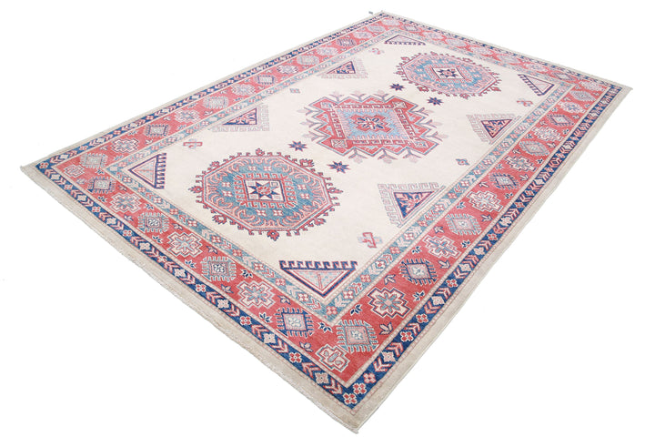 Hand Knotted Tribal Kazak Wool Rug 6' 3" x 9' 4" - No. AT71377