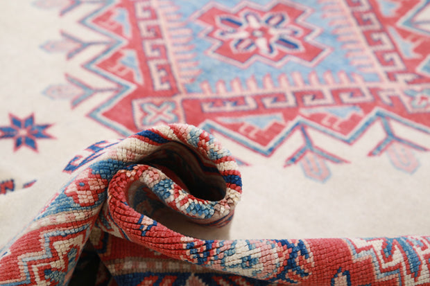 Hand Knotted Tribal Kazak Wool Rug 6' 3" x 9' 4" - No. AT71377