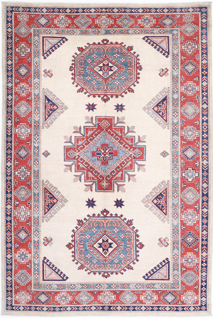 Hand Knotted Tribal Kazak Wool Rug 6' 3" x 9' 4" - No. AT71377