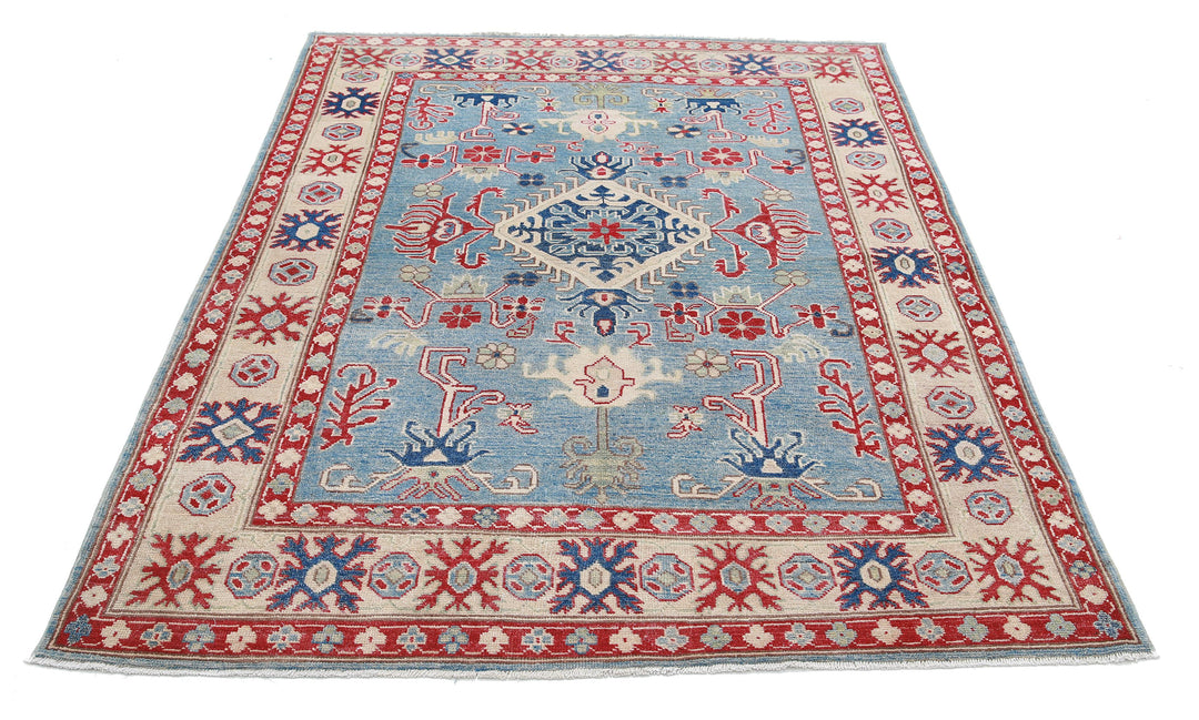 Hand Knotted Tribal Kazak Wool Rug 4' 10" x 6' 7" - No. AT91595