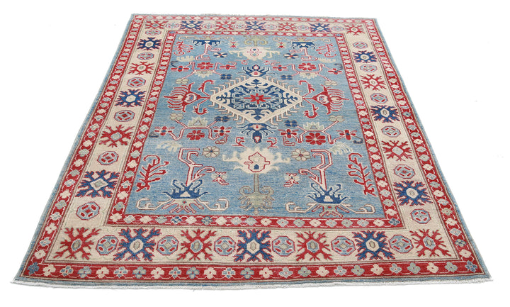 Hand Knotted Tribal Kazak Wool Rug 4' 10" x 6' 7" - No. AT91595
