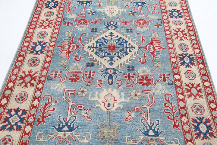 Hand Knotted Tribal Kazak Wool Rug 4' 10" x 6' 7" - No. AT91595