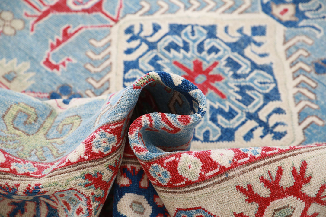 Hand Knotted Tribal Kazak Wool Rug 4' 10" x 6' 7" - No. AT91595