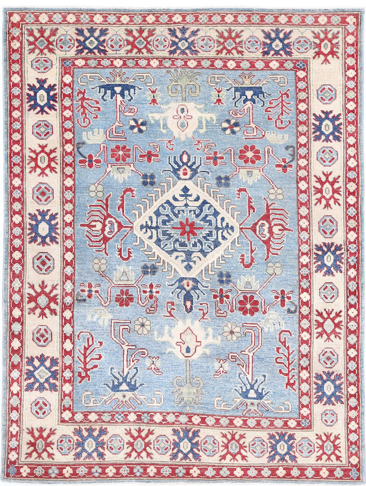Hand Knotted Tribal Kazak Wool Rug 4' 10" x 6' 7" - No. AT91595