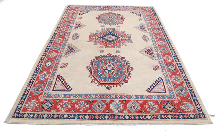 Hand Knotted Tribal Kazak Wool Rug 6' 2" x 9' 2" - No. AT68328