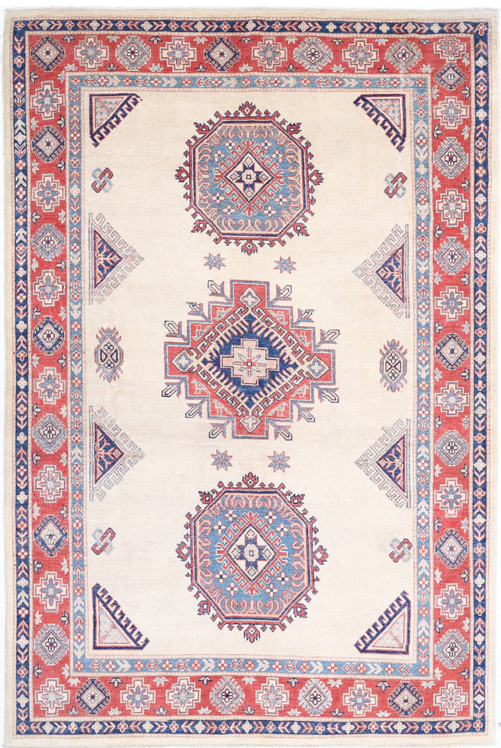 Hand Knotted Tribal Kazak Wool Rug 6' 2" x 9' 2" - No. AT68328