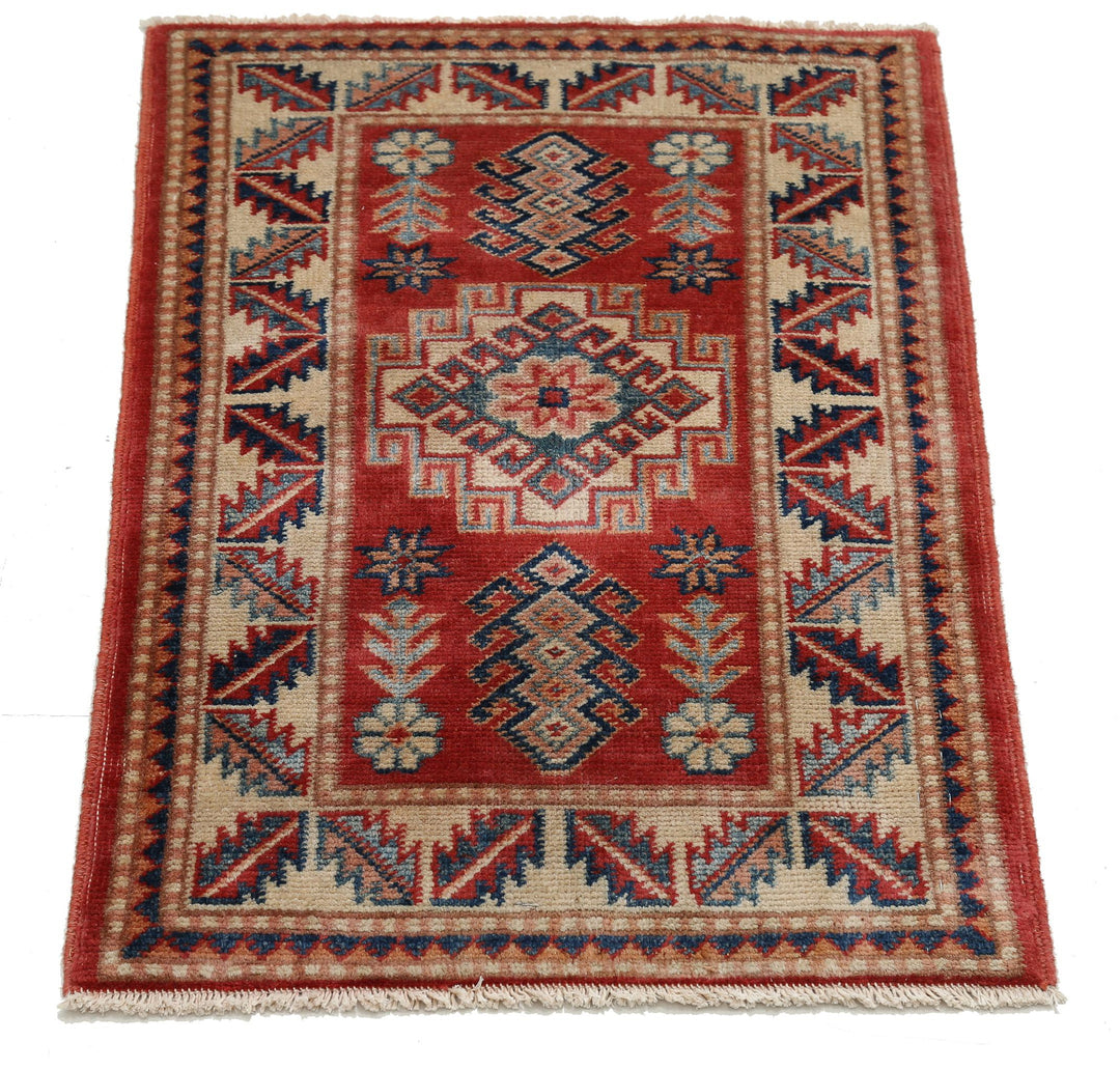 Hand Knotted Tribal Afzali Kazak Wool Rug 1' 10" x 2' 9" - No. AT24314