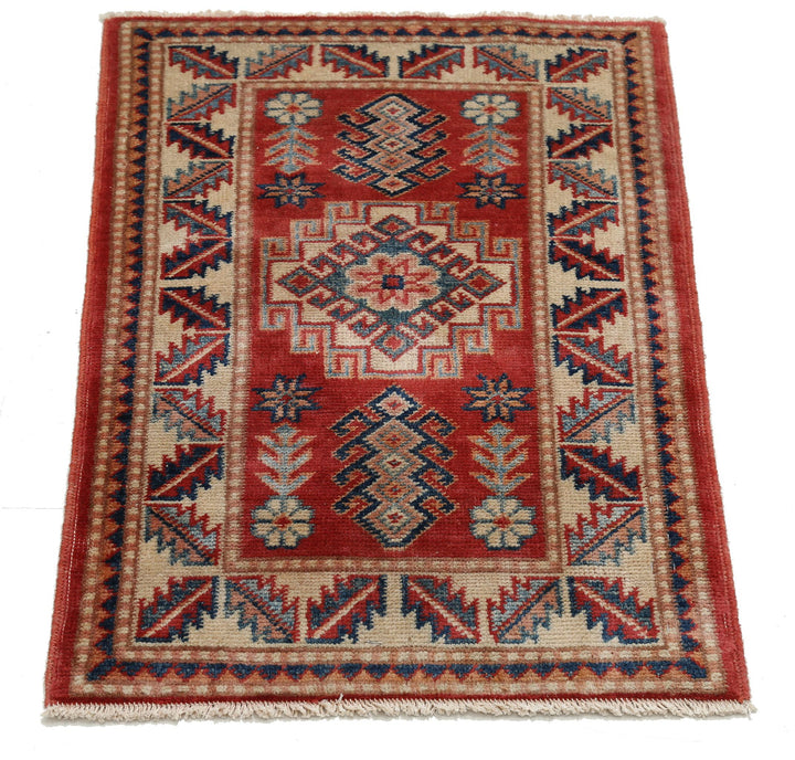 Hand Knotted Tribal Afzali Kazak Wool Rug 1' 10" x 2' 9" - No. AT24314