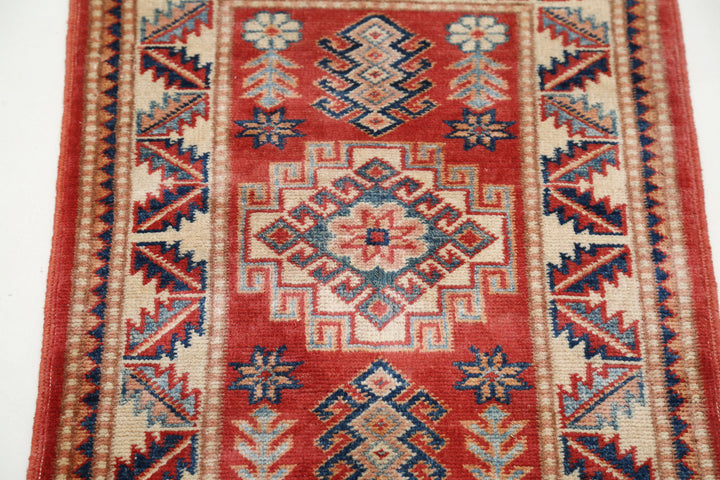Hand Knotted Tribal Afzali Kazak Wool Rug 1' 10" x 2' 9" - No. AT24314