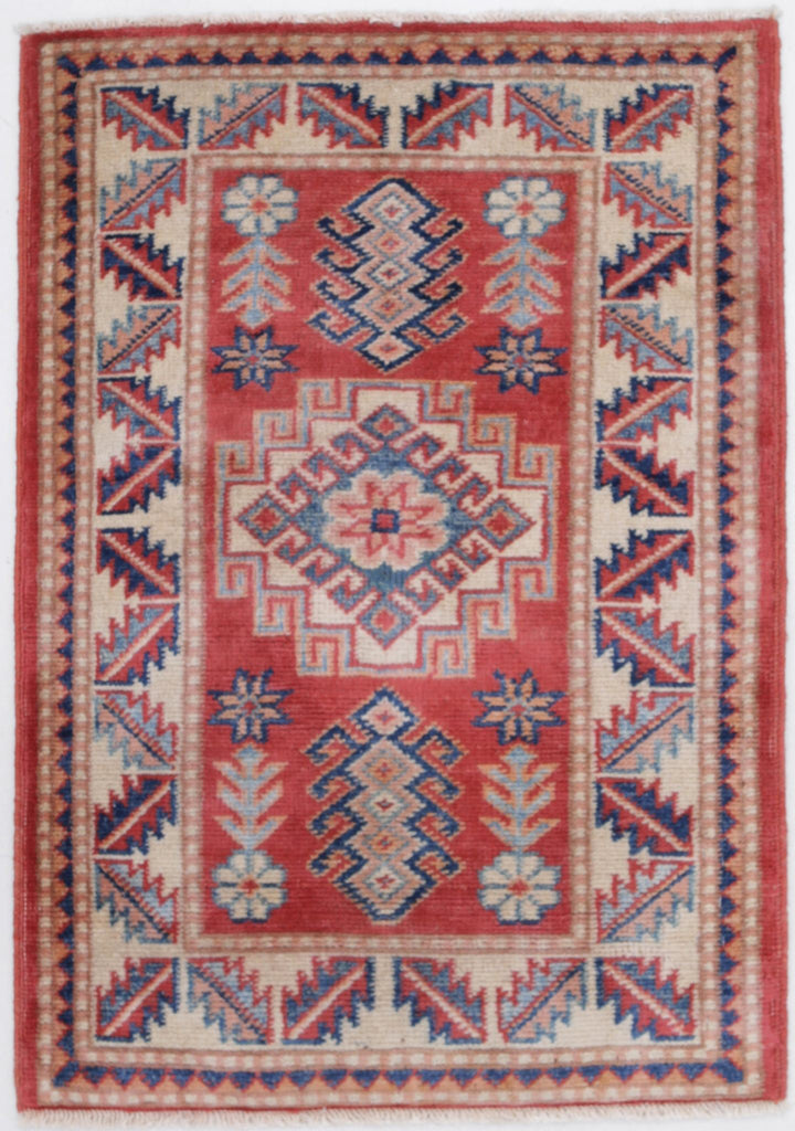 Hand Knotted Tribal Afzali Kazak Wool Rug 1' 10" x 2' 9" - No. AT24314