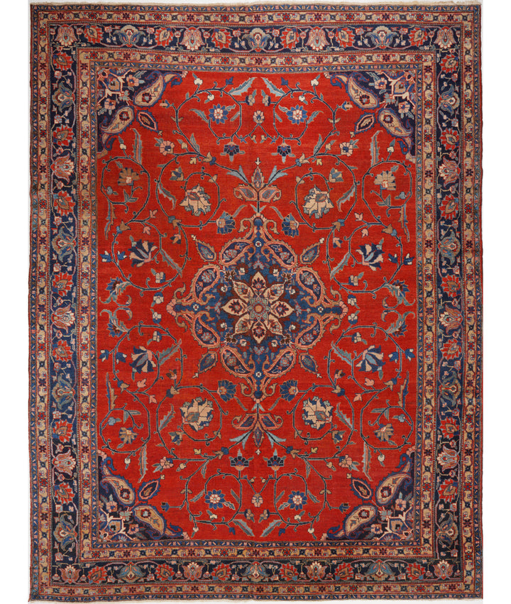 Hand Knotted Antique Persian Tabriz Wool Rug 9' 0" x 12' 3" - No. AT47348