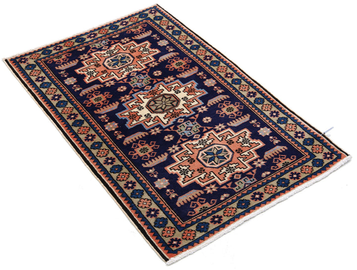 Hand Knotted Persian Kazak Wool Rug 2' 4" x 3' 7" - No. AT81752