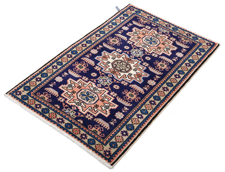 Hand Knotted Persian Kazak Wool Rug 2' 4" x 3' 7" - No. AT81752