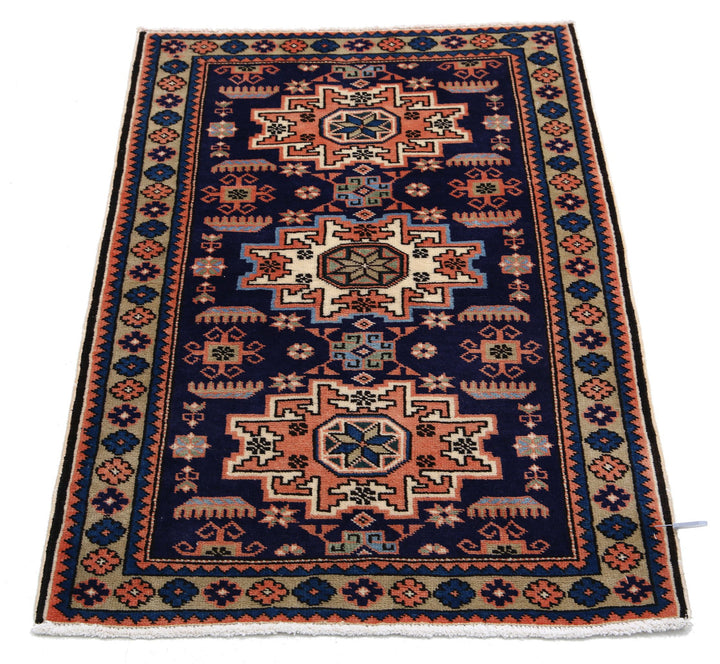 Hand Knotted Persian Kazak Wool Rug 2' 4" x 3' 7" - No. AT81752