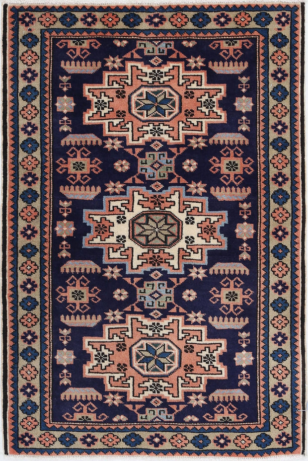 Hand Knotted Persian Kazak Wool Rug 2' 4" x 3' 7" - No. AT81752
