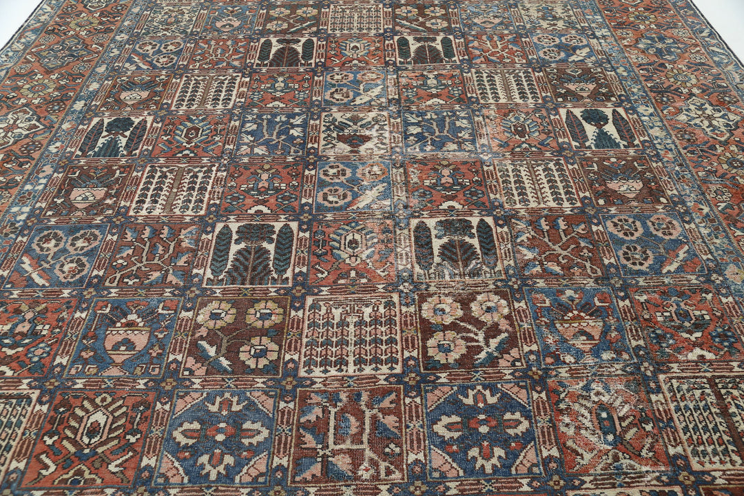 Hand Knotted Vintage Persian Bakhtiari Wool Rug 10' 7" x 13' 1" - No. AT20348