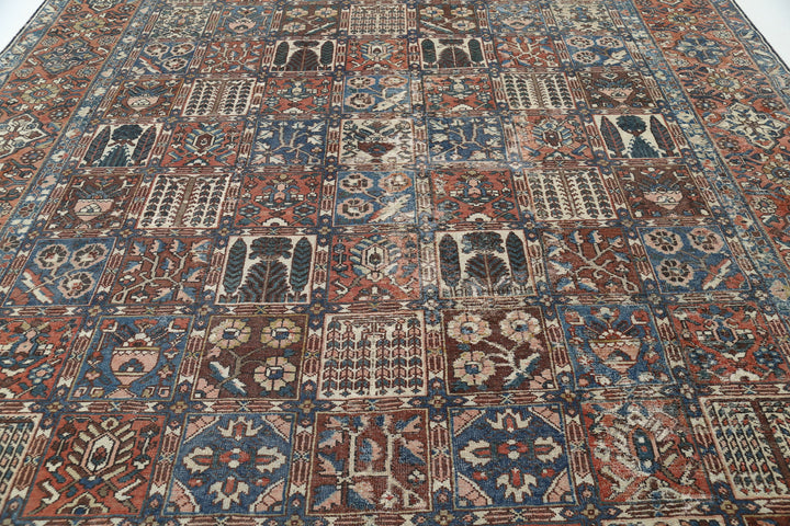 Hand Knotted Vintage Persian Bakhtiari Wool Rug 10' 7" x 13' 1" - No. AT20348