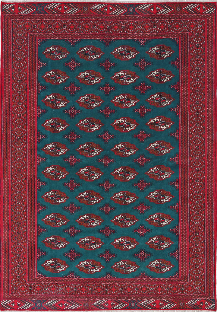Hand Knotted Tribal Bokhara Wool Rug 6' 2" x 9' 7" - No. AT82615