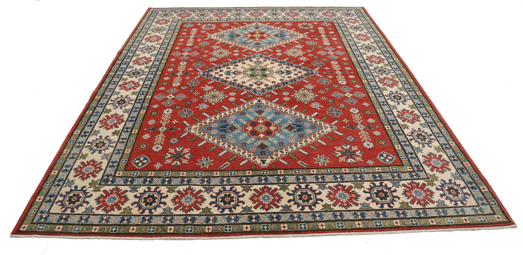 Hand Knotted Tribal Kazak Wool Rug 7' 10" x 9' 11" - No. AT12143