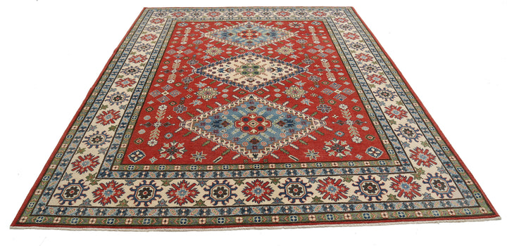 Hand Knotted Tribal Kazak Wool Rug 7' 10" x 9' 11" - No. AT12143