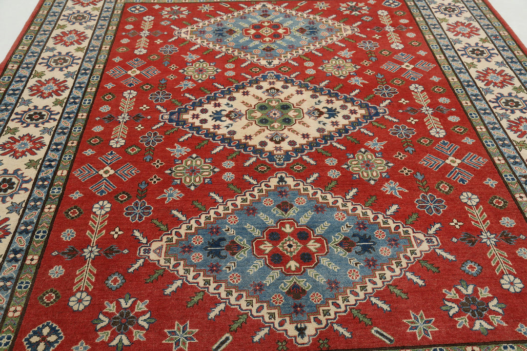 Hand Knotted Tribal Kazak Wool Rug 7' 10" x 9' 11" - No. AT12143