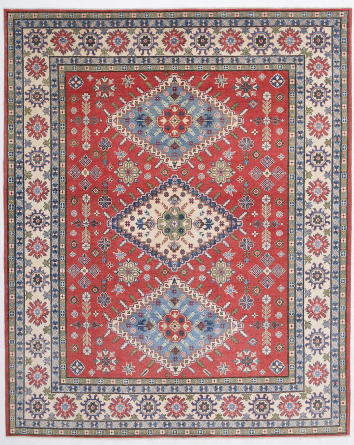 Hand Knotted Tribal Kazak Wool Rug 7' 10" x 9' 11" - No. AT12143