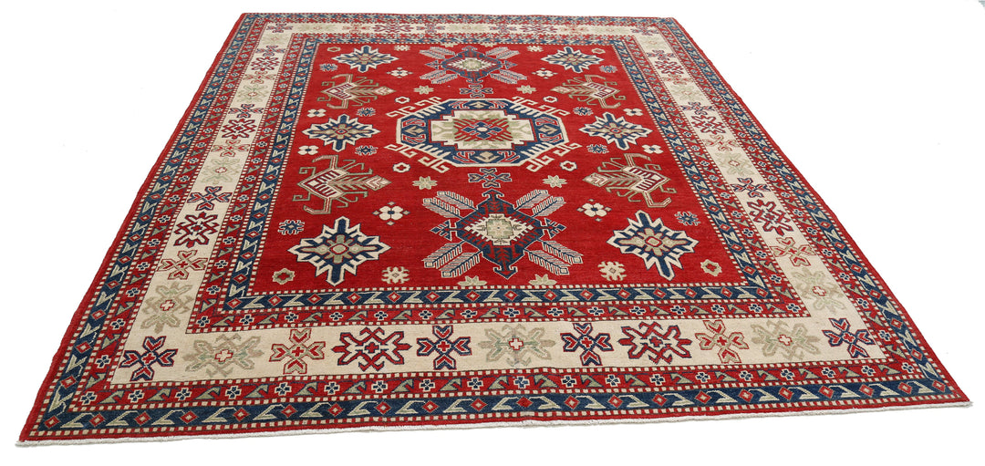 Hand Knotted Tribal Kazak Wool Rug 8' 2" x 9' 5" - No. AT28591