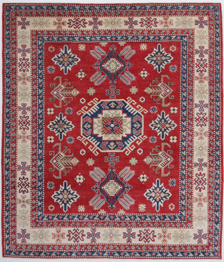 Hand Knotted Tribal Kazak Wool Rug 8' 2" x 9' 5" - No. AT28591