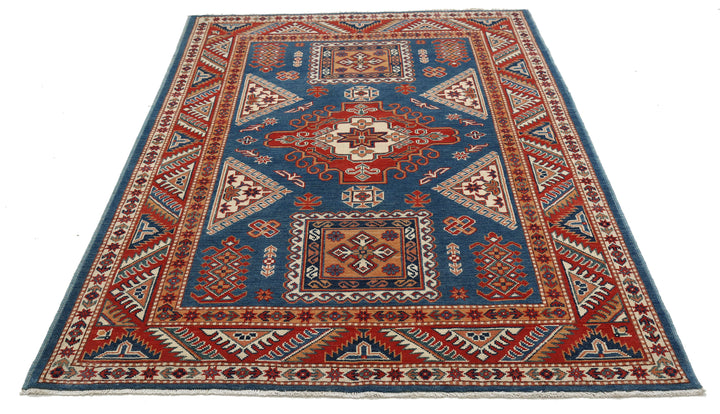 Hand Knotted Tribal Kazak Wool Rug 4' 10" x 6' 7" - No. AT68340