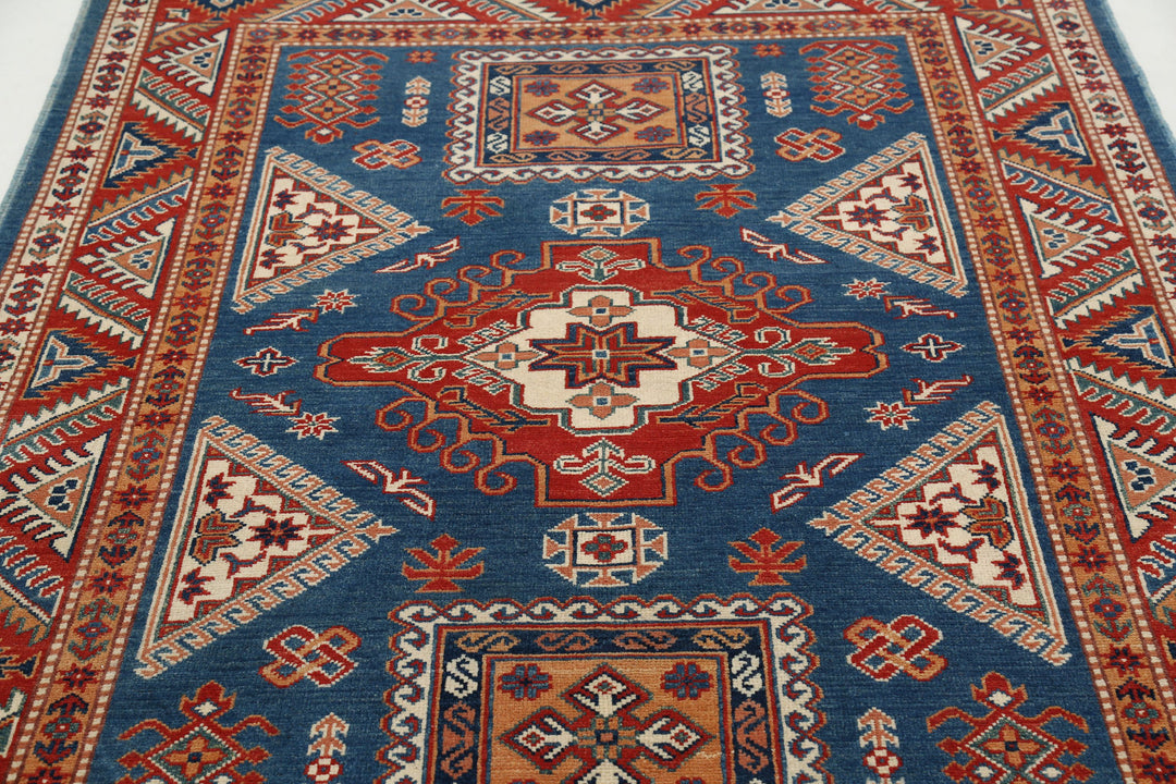 Hand Knotted Tribal Kazak Wool Rug 4' 10" x 6' 7" - No. AT68340