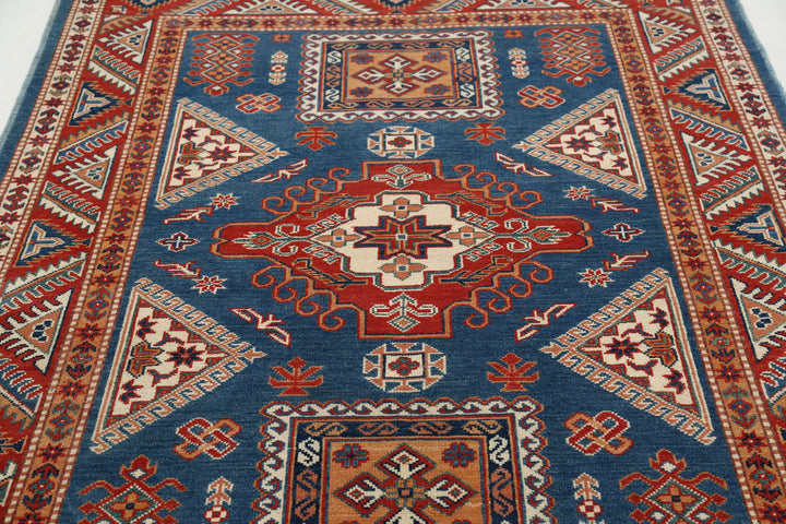 Hand Knotted Tribal Kazak Wool Rug 4' 10" x 6' 7" - No. AT68340