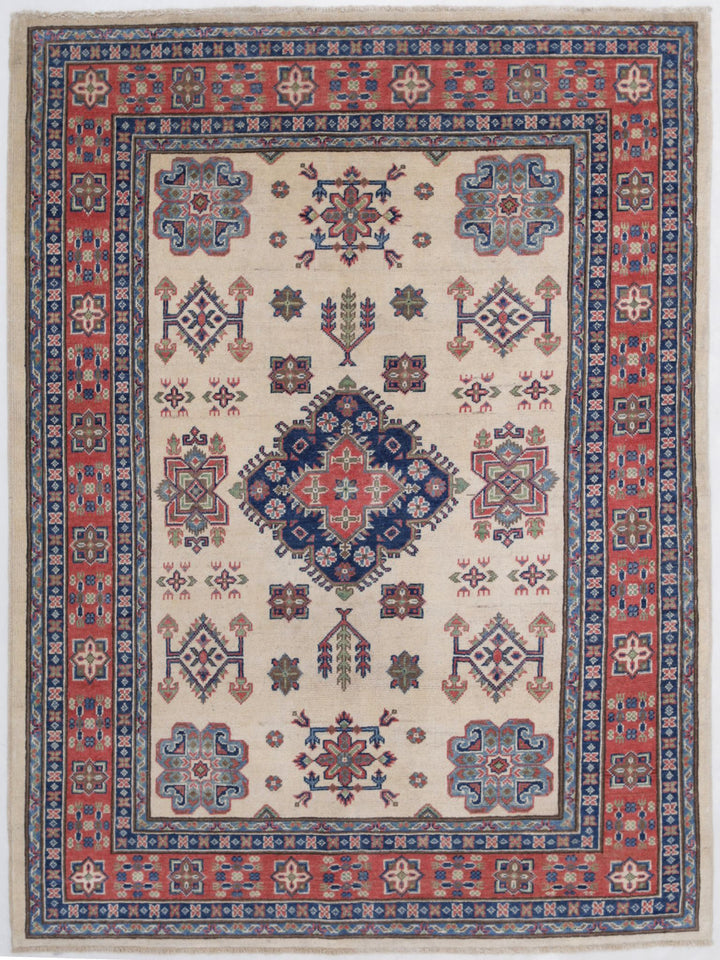 Hand Knotted Tribal Kazak Wool Rug 5' 0" x 6' 8" - No. AT92003