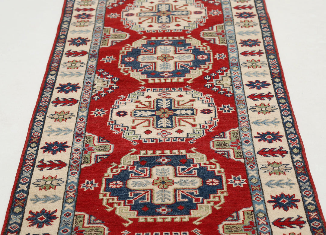 Hand Knotted Tribal Kazak Wool Rug 2' 7" x 9' 8" - No. AT96256