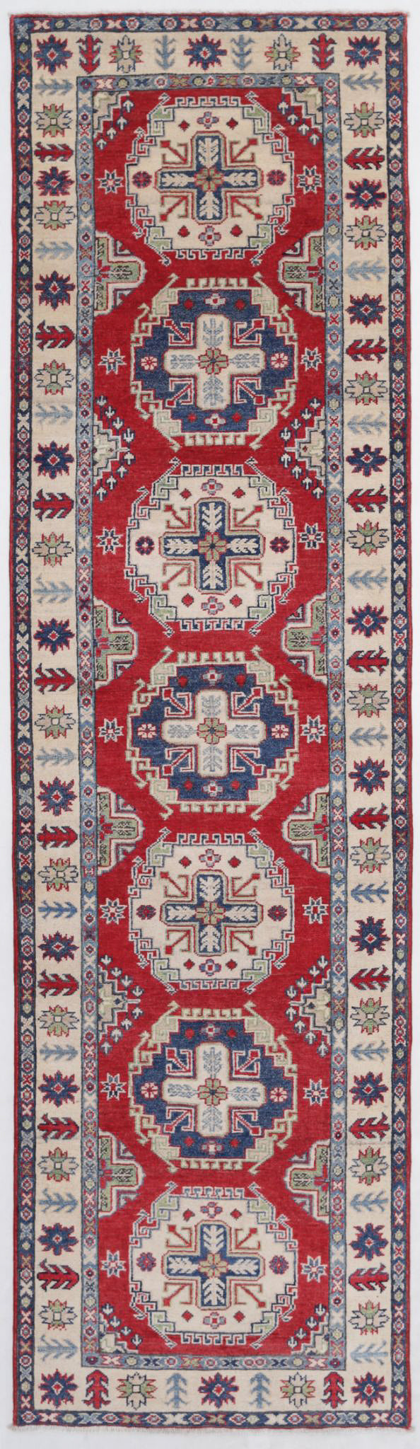 Hand Knotted Tribal Kazak Wool Rug 2' 7" x 9' 8" - No. AT96256