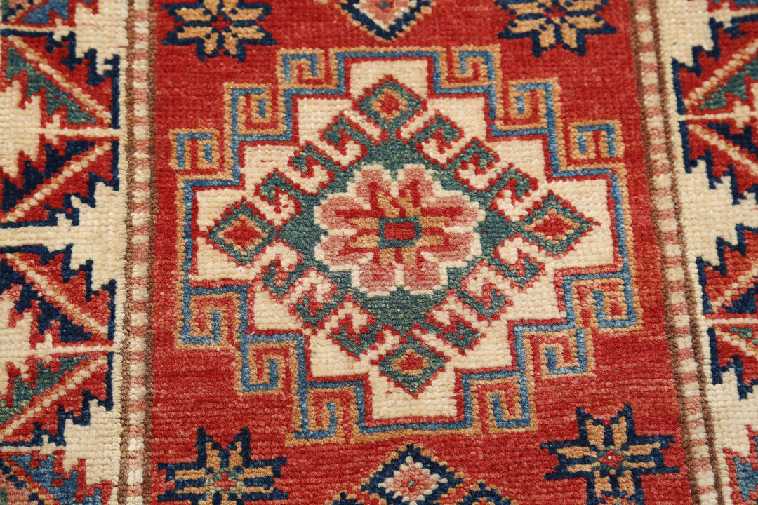 Hand Knotted Tribal Kazak Wool Rug 2' 0" x 2' 11" - No. AT89525