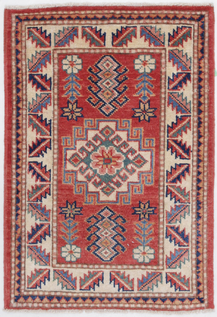 Hand Knotted Tribal Kazak Wool Rug 2' 0" x 2' 11" - No. AT89525