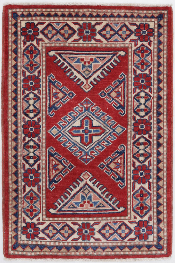 Hand Knotted Tribal Kazak Wool Rug 2' 0" x 3' 1" - No. AT12410