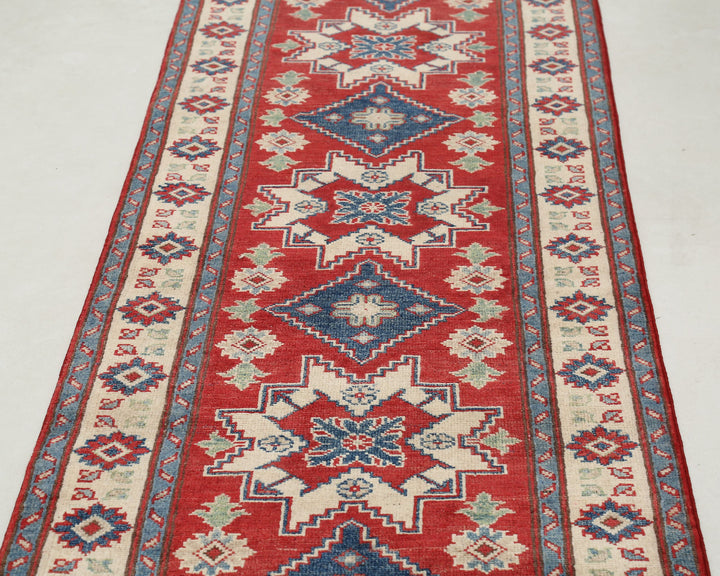 Hand Knotted Tribal Kazak Wool Rug 2' 7" x 9' 7" - No. AT63068