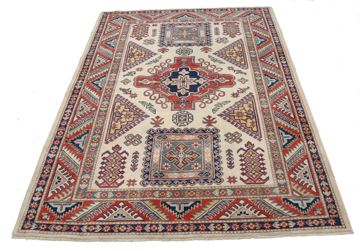 Hand Knotted Tribal Kazak Wool Rug 4' 9" x 6' 8" - No. AT80249