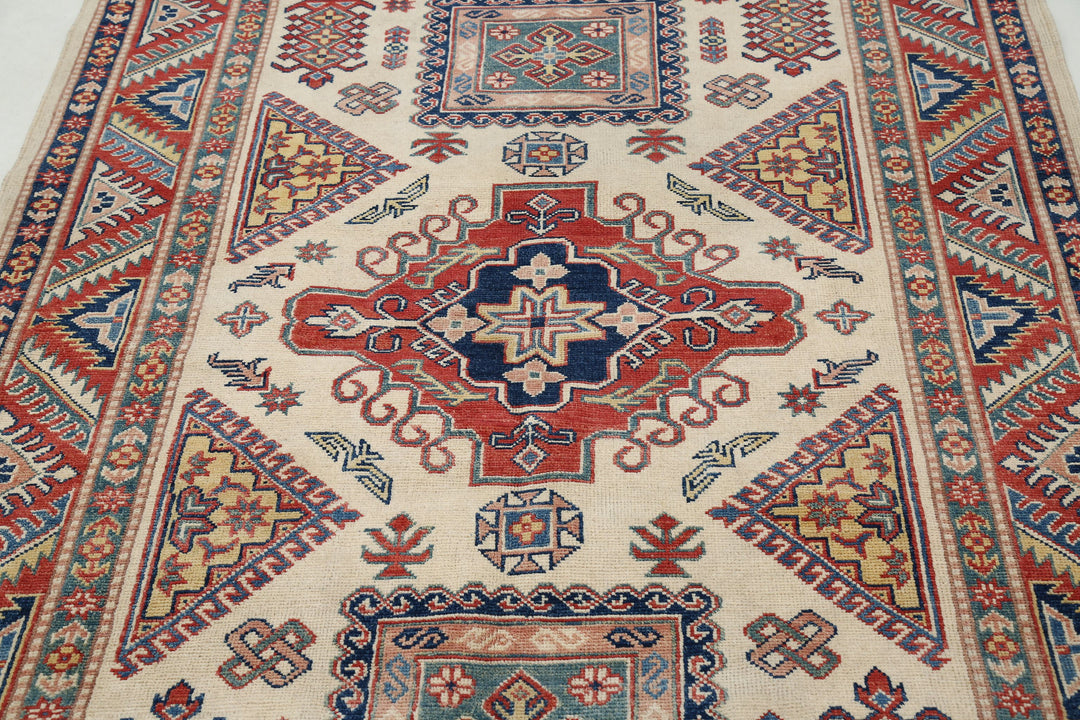 Hand Knotted Tribal Kazak Wool Rug 4' 9" x 6' 8" - No. AT80249